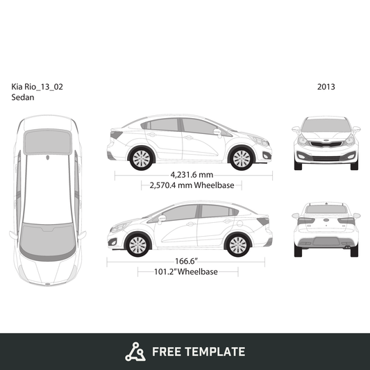 2013 Kia Rio free vector vehicle wrap template - GravBase