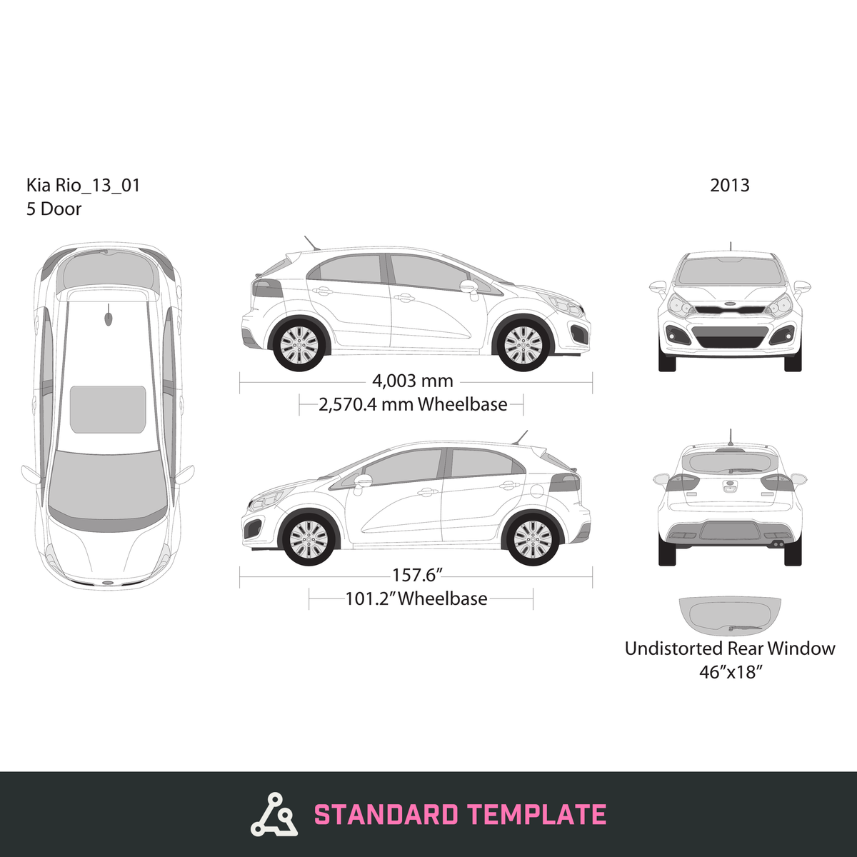 2013 Kia Rio5 vector wrap template, Design-Ready PDF - GravBase