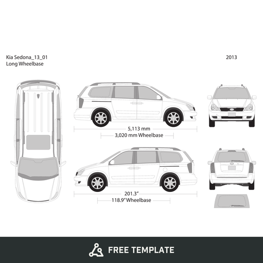 2013 Kia Sedona free vector vehicle wrap template - GravBase