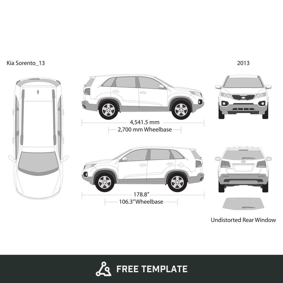 2013 Kia Sorento free vector vehicle wrap template - GravBase