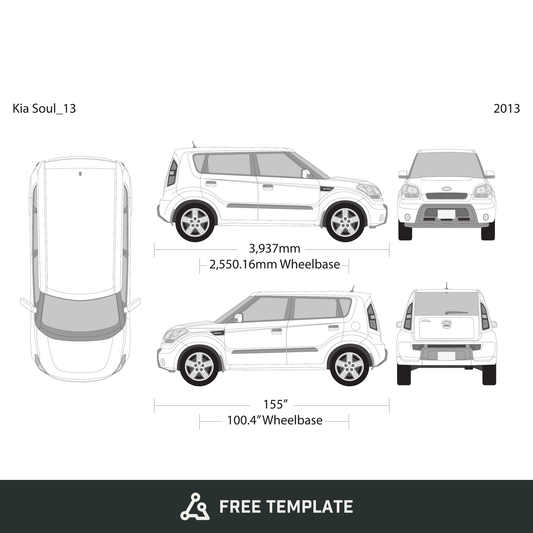 2013 Kia Soul free vector vehicle wrap template - GravBase