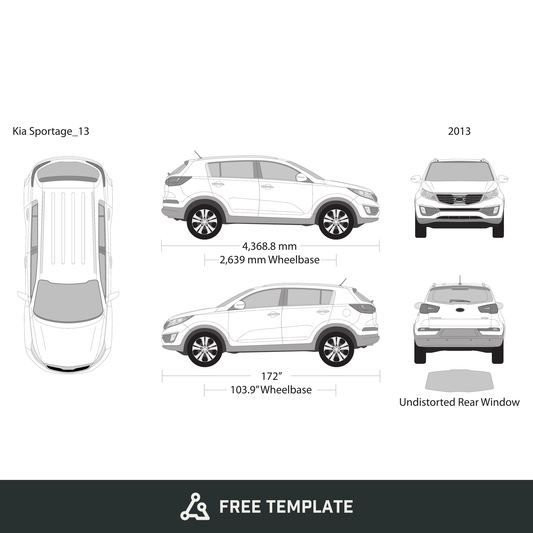 2013 Kia Sportage free vector vehicle wrap template - GravBase