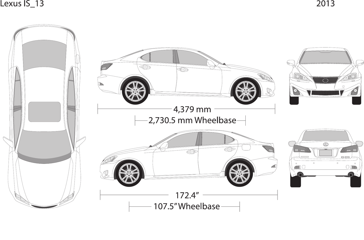 2013 Lexus IS Vector Wrap Template - GravBase
