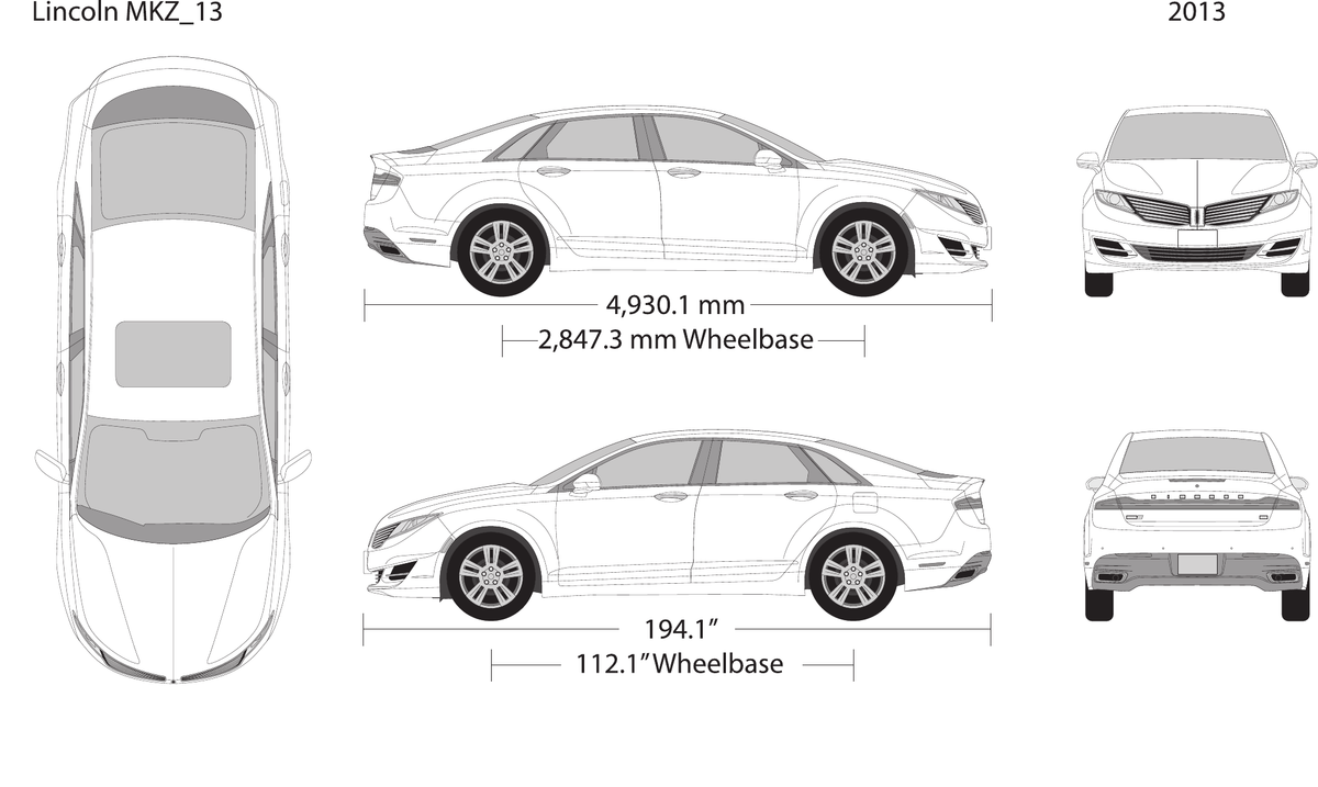 2013 Lincoln MKZ vector wrap template, Design-Ready PDF - GravBase