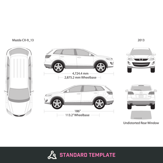 2013 Mazda CX-9 vector wrap template, Design-Ready PDF - GravBase