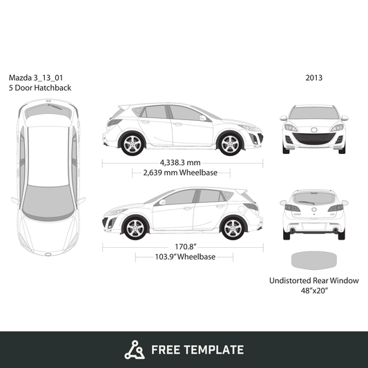 2013 Mazda 3 Hatchback free vector vehicle wrap template - GravBase