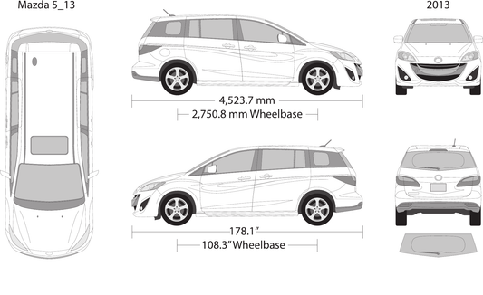 2013 Mazda 5 vector wrap template, Design-Ready PDF - GravBase