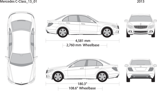 2013 Mercedes C Class V01 Vehicle Wrap Template