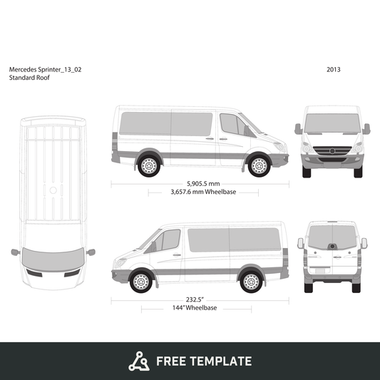 2013 Mercedes Sprinter free vector vehicle wrap template - GravBase