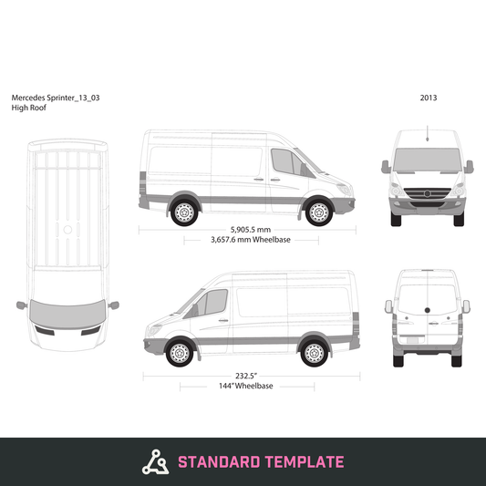 2013 Mercedes Sprinter vector wrap template V03, Design-Ready PDF - GravBase