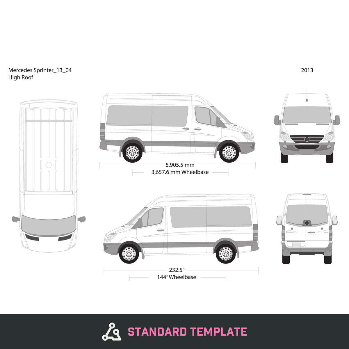 2013 Mercedes Sprinter vector wrap template V04, Design-Ready PDF - GravBase