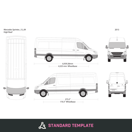 2013 Mercedes Sprinter vector wrap template V09, Design-Ready PDF - GravBase
