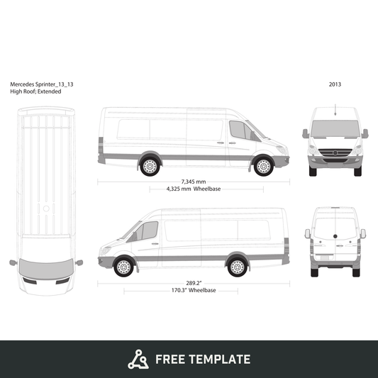 2013 Mercedes Sprinter free vector vehicle wrap template - GravBase