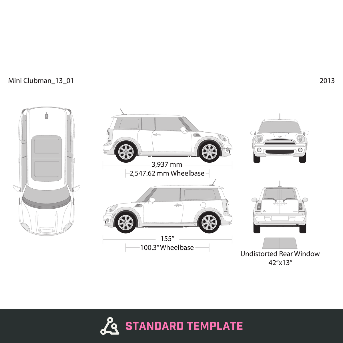 2013 Mini Cooper Mini Clubman vector wrap template, Design-Ready PDF - GravBase