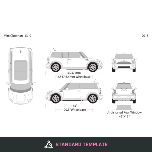 2013 Mini Cooper Mini Clubman vector wrap template, Design-Ready PDF - GravBase