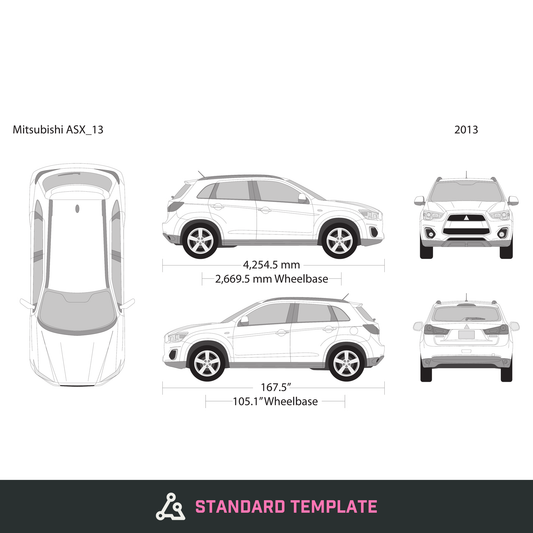 2013 Mitsubishi ASX vector wrap template, Design-Ready PDF - GravBase