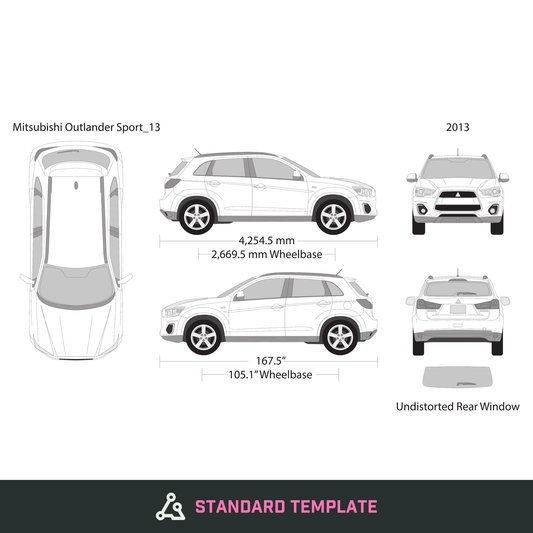 2013 Mitsubishi Outlander Sport vector wrap template, Design-Ready PDF - GravBase