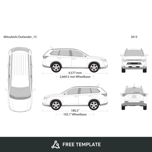 2013 Mitsubishi Outlander free vector vehicle wrap template - GravBase