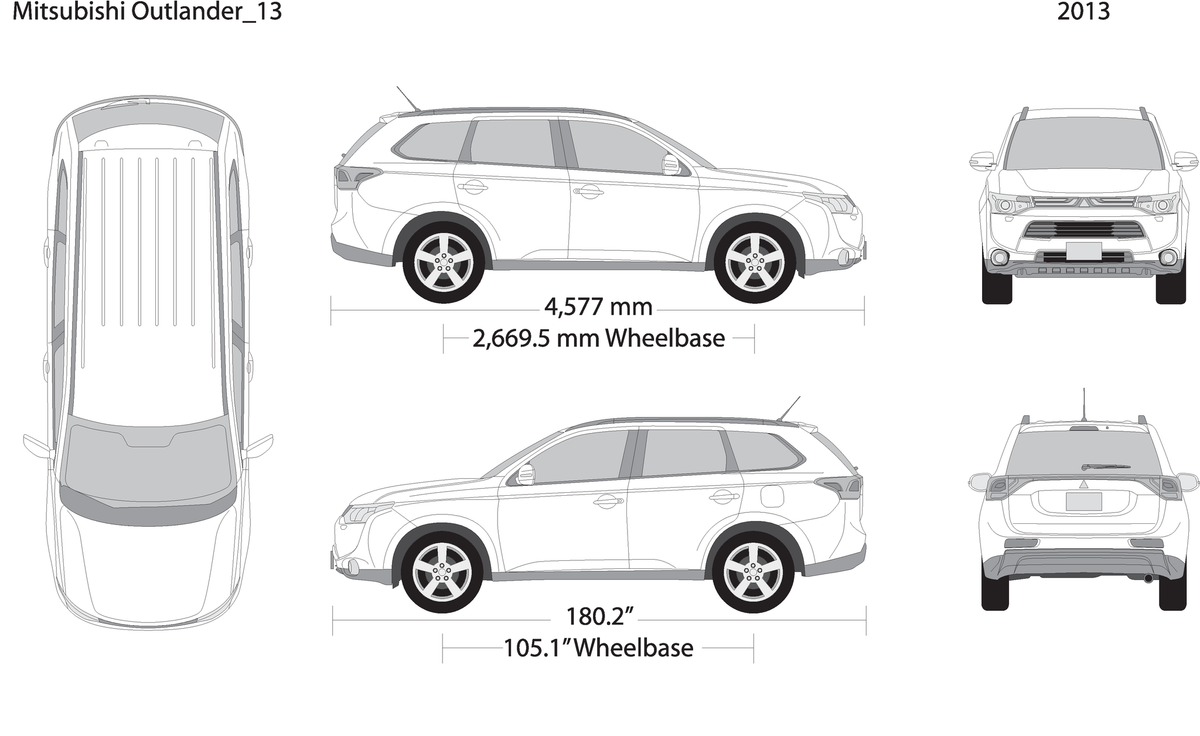 2013 Mitsubishi Outlander V13 Vehicle Wrap Template