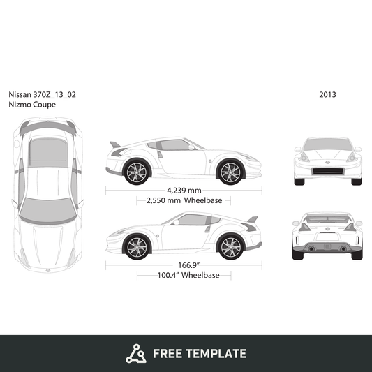 2013 Nissan 370Z free vector vehicle wrap template - GravBase