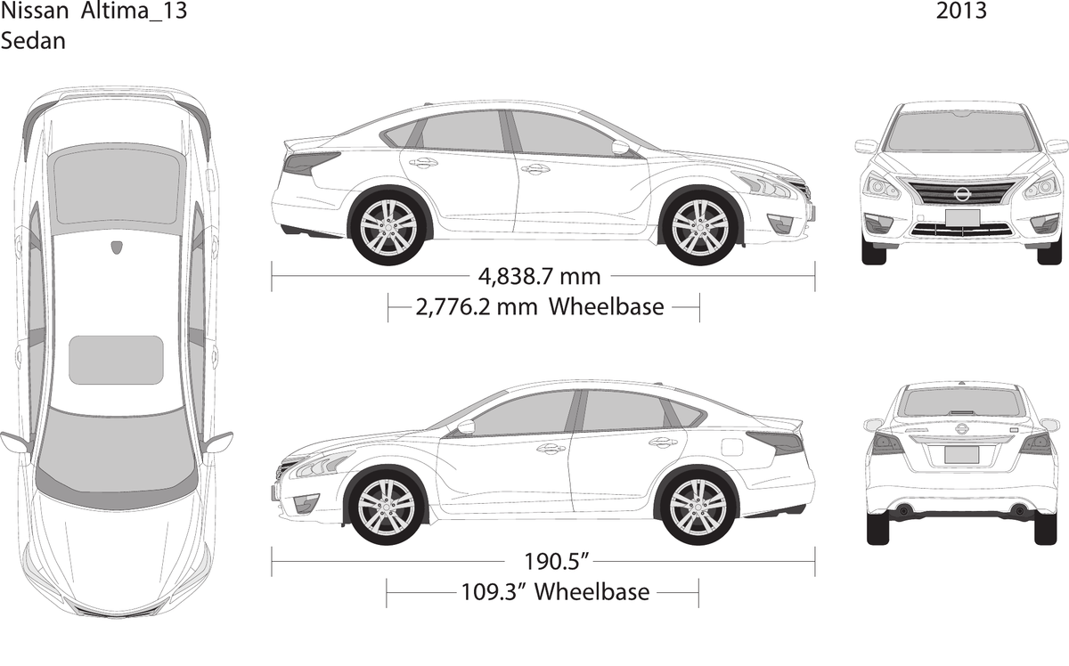 2013 Nissan Altima vector wrap template, Design-Ready PDF - GravBase