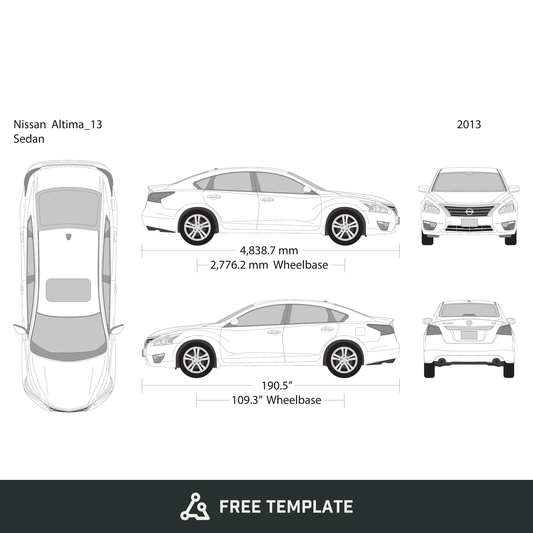 2013 Nissan Altima free vector vehicle wrap template - GravBase