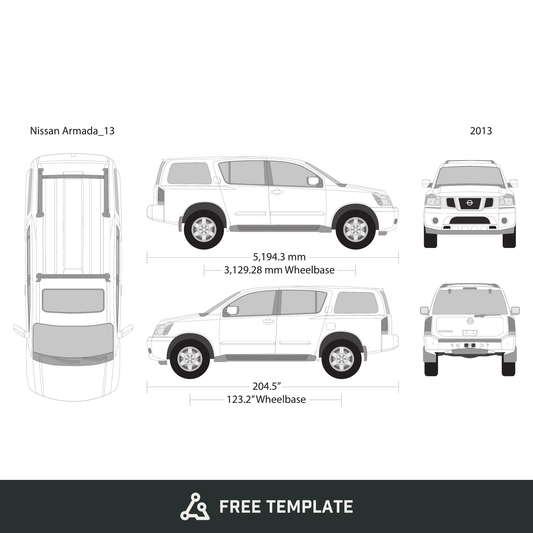 2013 Nissan Armada free vector vehicle wrap template - GravBase