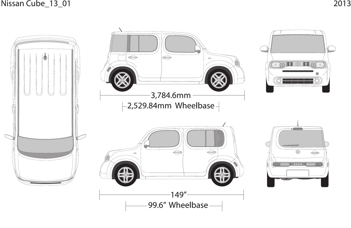 2013 Nissan Cube vector wrap template V01, Design-Ready PDF - GravBase