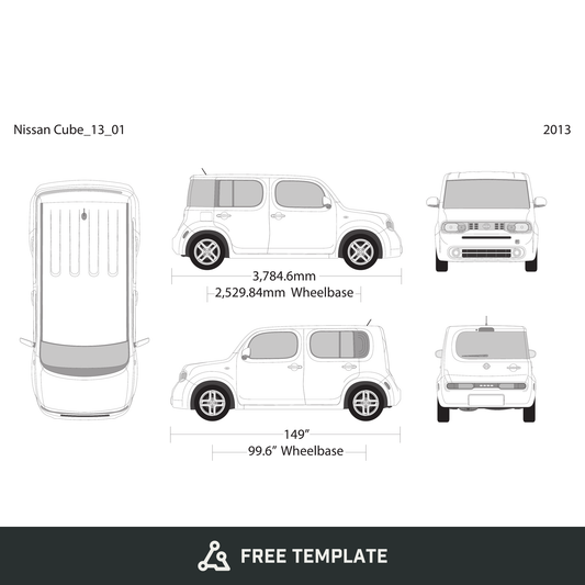2013 Nissan Cube free vector vehicle wrap template - GravBase