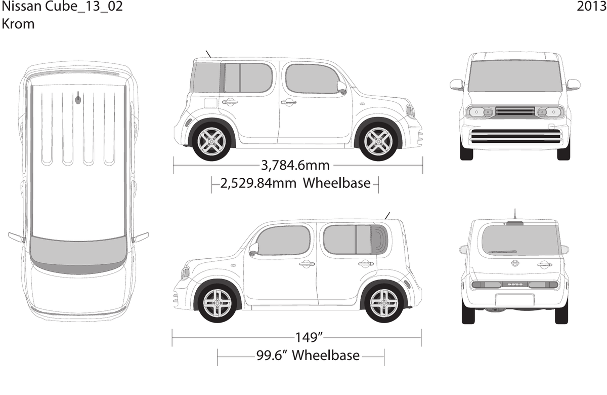 2013 Nissan Cube vector wrap template V02, Design-Ready PDF - GravBase