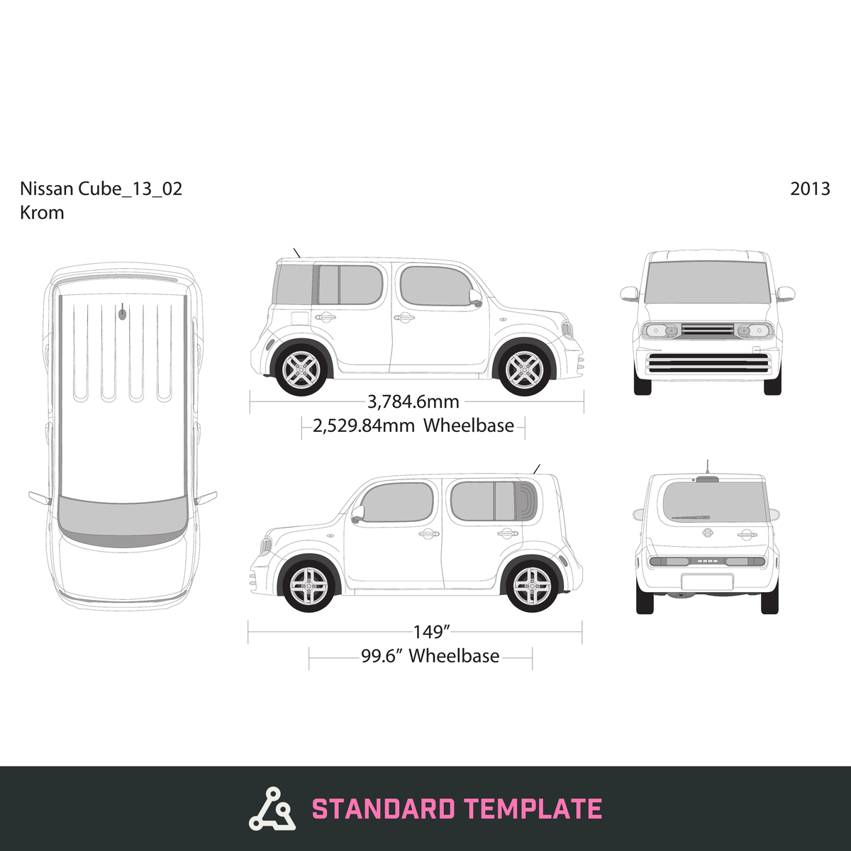 2013 Nissan Cube vector wrap template V02, Design-Ready PDF - GravBase