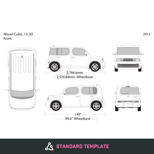 2013 Nissan Cube vector wrap template V02, Design-Ready PDF - GravBase