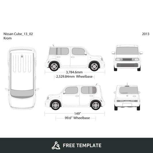 2013 Nissan Cube free vector vehicle wrap template - GravBase