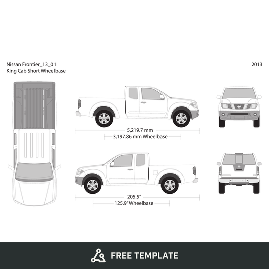 2013 Nissan Frontier front view free vector vehicle wrap template - GravBase