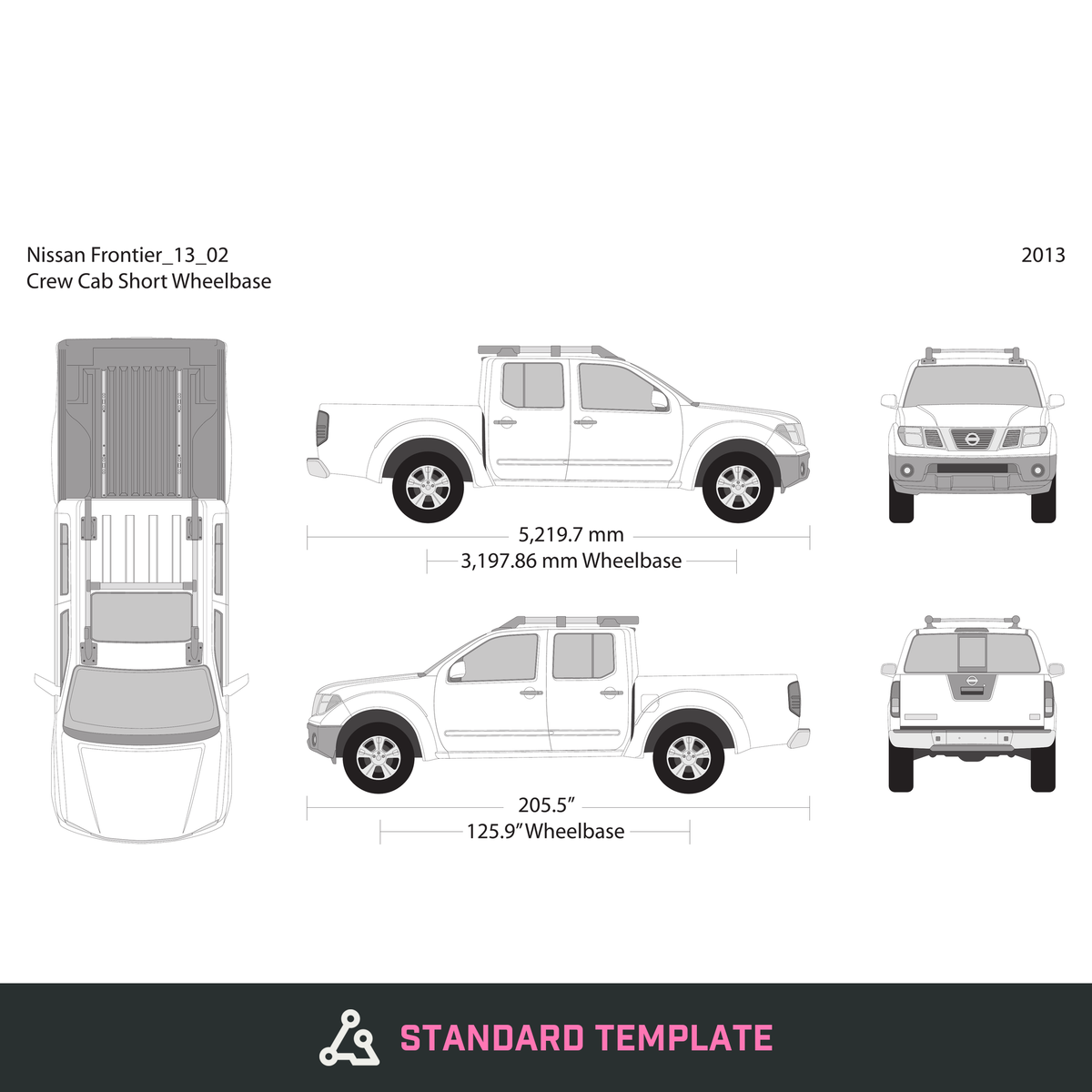 2013 Nissan Frontier vector wrap template V02, Design-Ready PDF - GravBase