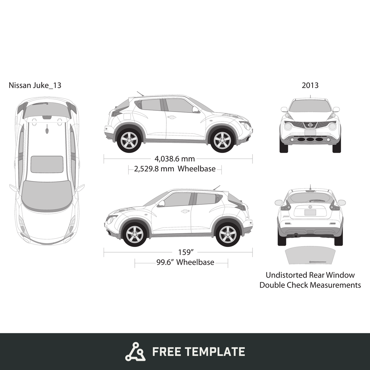 2013 Nissan Juke free vector vehicle wrap template - GravBase