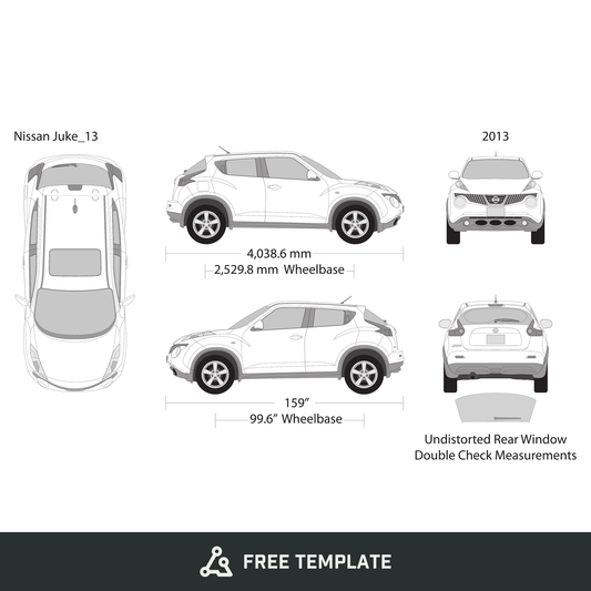 2013 Nissan Juke free vector vehicle wrap template - GravBase