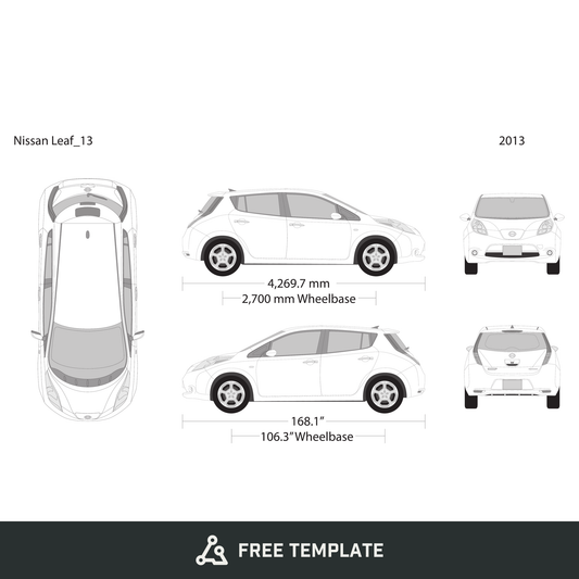 2013 Nissan Leaf free vector vehicle wrap template - GravBase