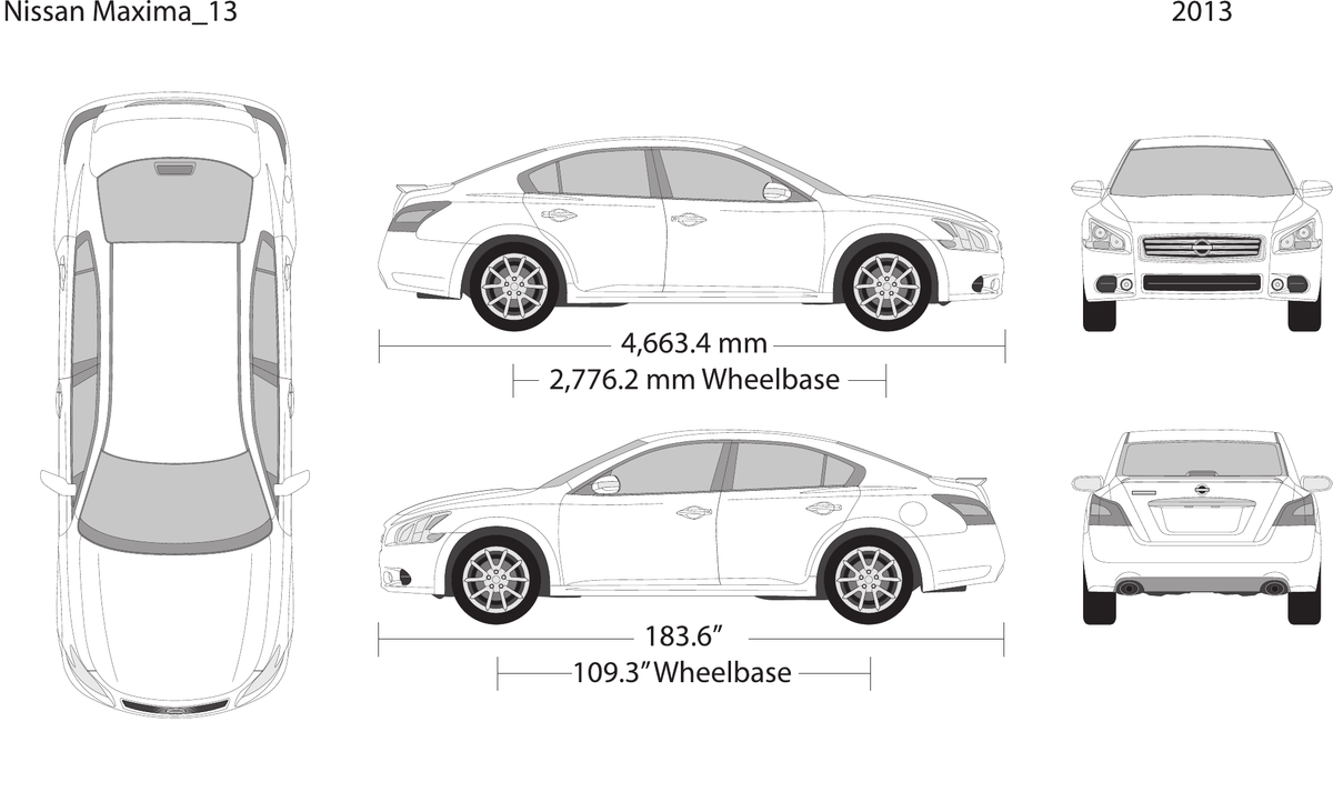 2013 Nissan Maxima vector wrap template, Design-Ready PDF - GravBase