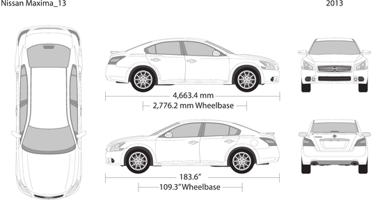 2013 Nissan Maxima vector wrap template, Design-Ready PDF - GravBase