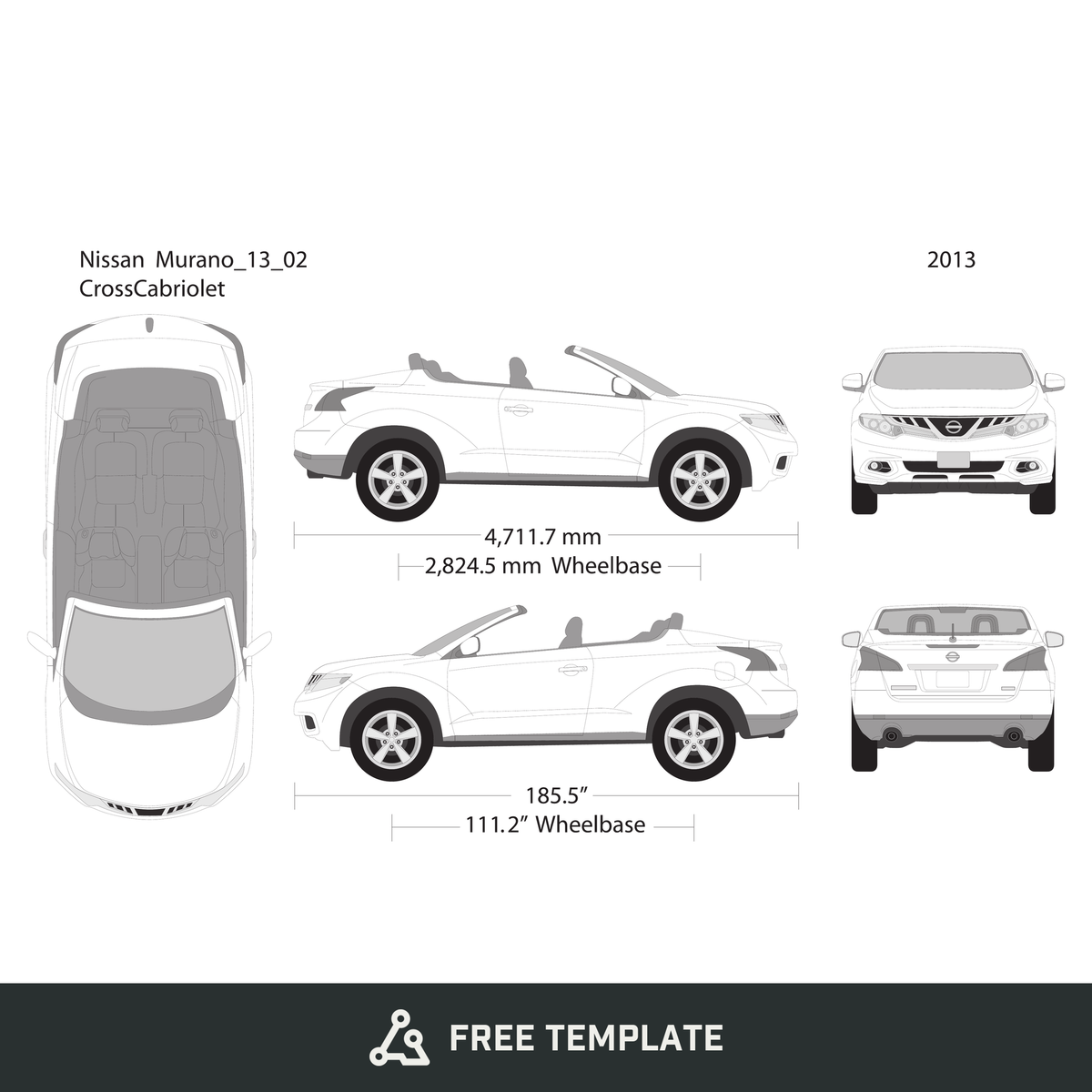 2013 Nissan Murano free vector vehicle wrap template - GravBase