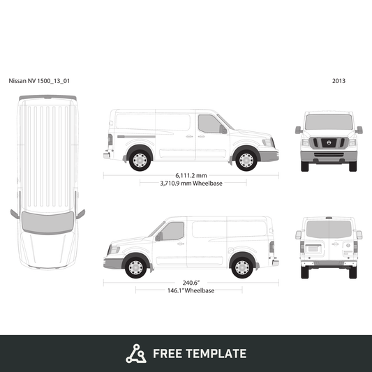 2013 Nissan NV 1500 free vector vehicle wrap template - GravBase