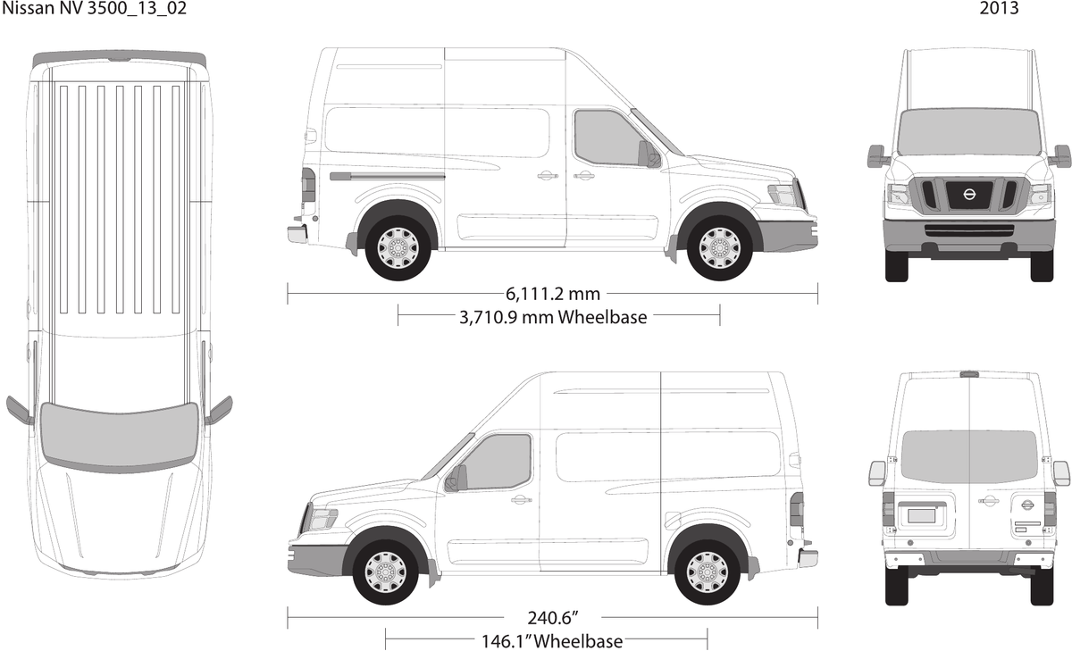 2013 Nissan NV 3500 Vector Wrap Template - GravBase