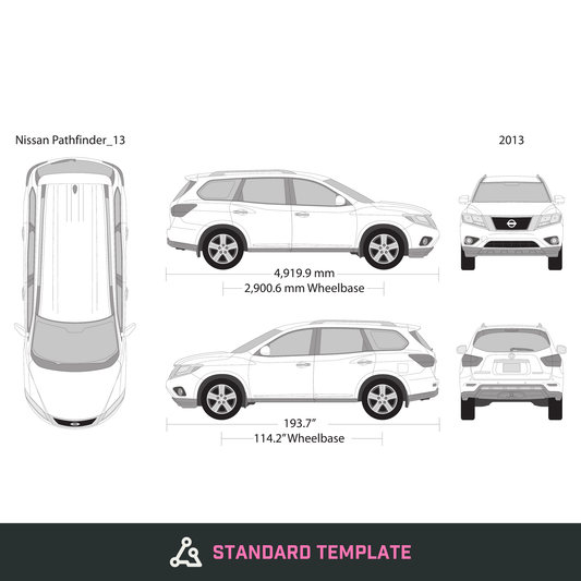 2013 Nissan Pathfinder vector wrap template, Design-Ready PDF - GravBase