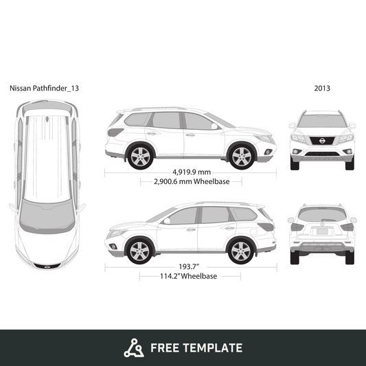 2013 Nissan Pathfinder free vector vehicle wrap template - GravBase