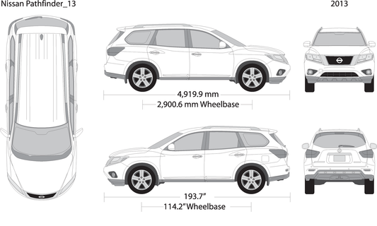 2013 Nissan Pathfinder V13 Vehicle Wrap Template