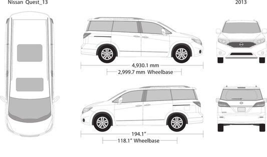 2013 Nissan Quest vector wrap template, Design-Ready PDF - GravBase