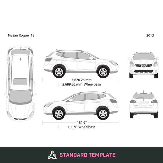 2013 Nissan Rogue vector wrap template, Design-Ready PDF - GravBase