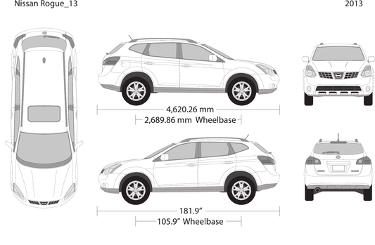 2013 Nissan Rogue vector wrap template, Design-Ready PDF - GravBase