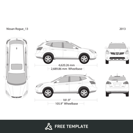 2013 Nissan Rogue free vector vehicle wrap template - GravBase